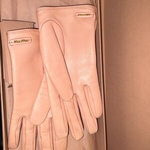 Miu Miu Blush Pink Leather Gloves